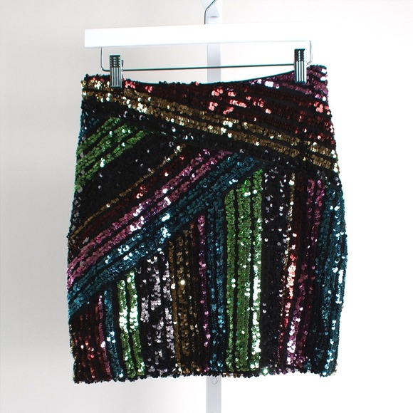 Nicole Miller Dresses & Skirts - Nicole Miller Skirt Size‎ 4 Rainbow Sequin Party Mini Cocktail Festival Holiday